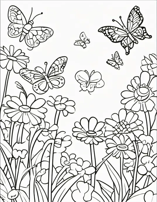 Sunny Day Butterfly Coloring Page