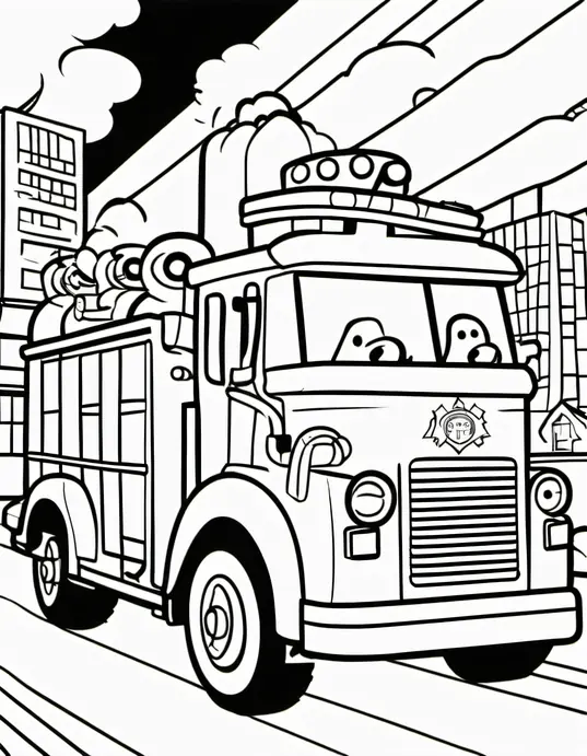 Colorful Fire Truck Parade Scene for Kids