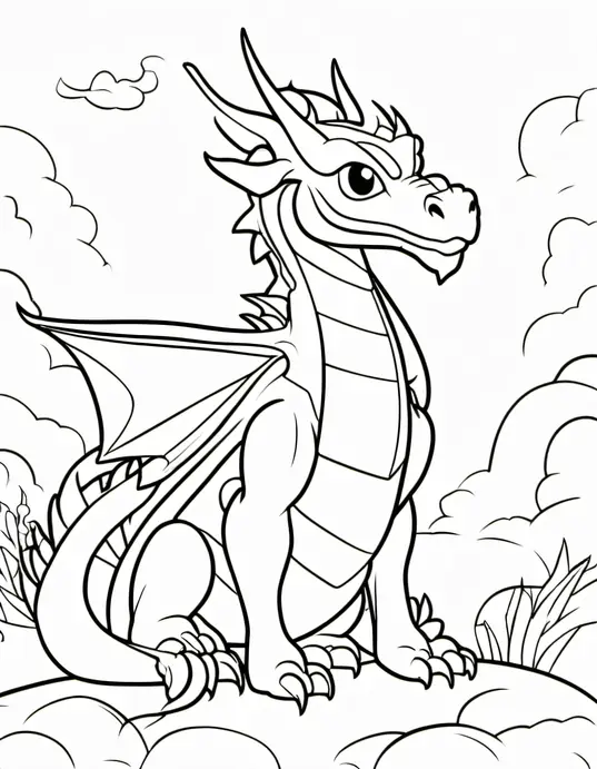 Anime-Style Dragon Coloring Page for Kids