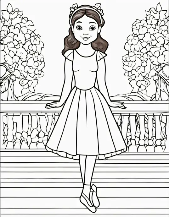 Colour a Ballet Dancer's Enchanting Costume