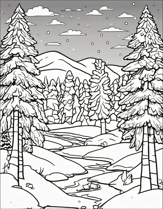 Snowy Forest Animal Coloring Page Winter Delight