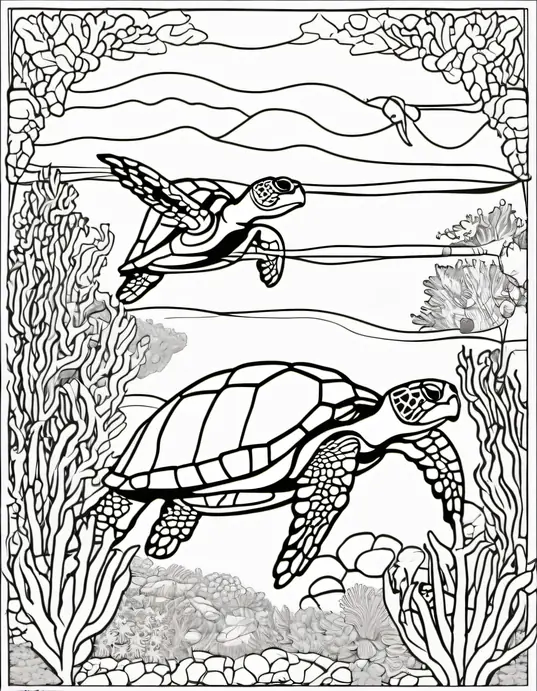 Colorful Underwater Turtle Reef Adventure