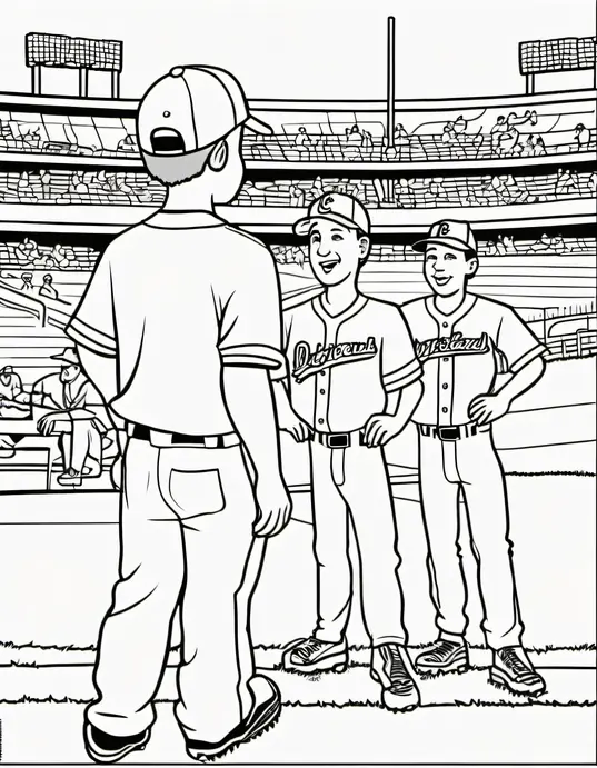 Color Baseball Players at Sunny Stadium