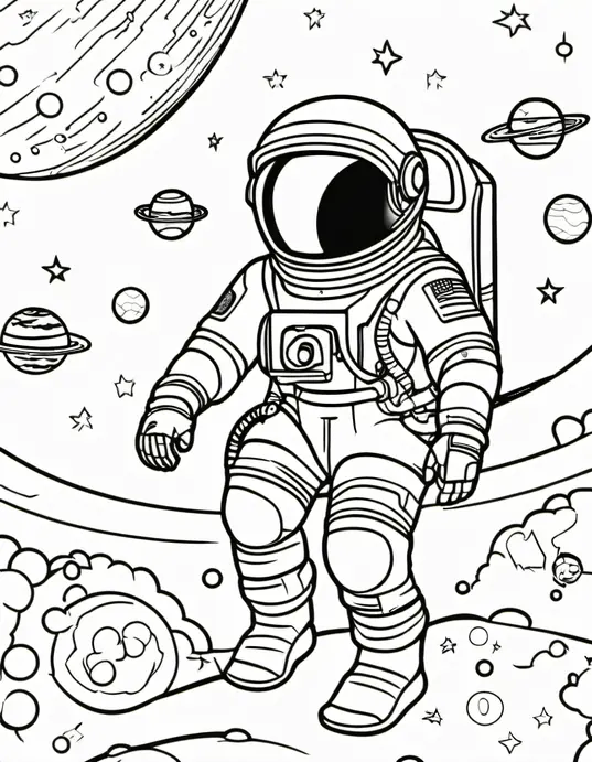Colorful Space Adventure with Astronaut Friends