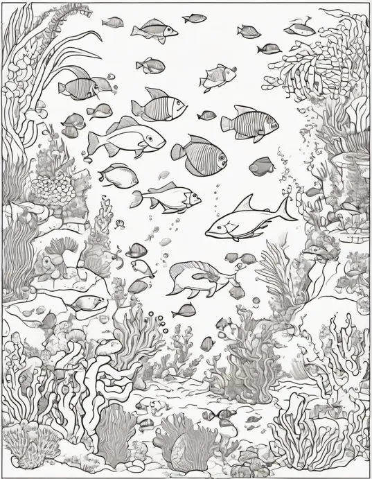Underwater Octopus Party Coloring Scene