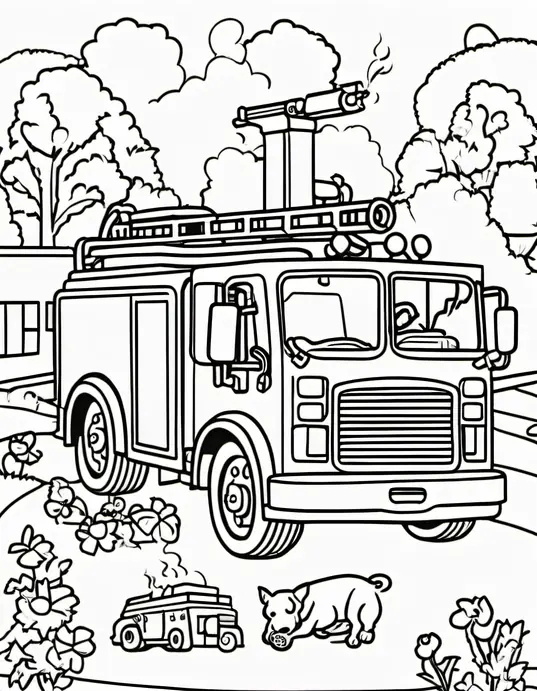 Colorful Fire Truck Play Scene for Kids