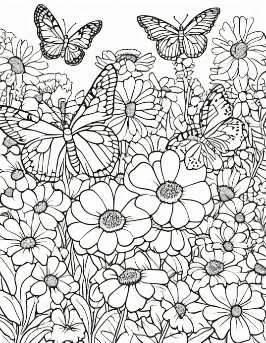 Sweet Hearts Valentine's Coloring Page: Butterfly Garden Party