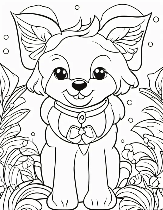 Colorful Kitten Playtime in a Garden Coloring Page