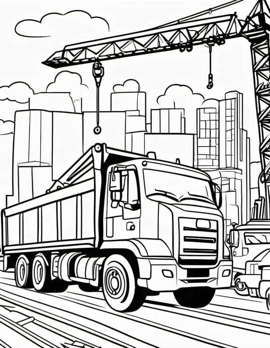 Exciting Construction Site Coloring Scene for Kids