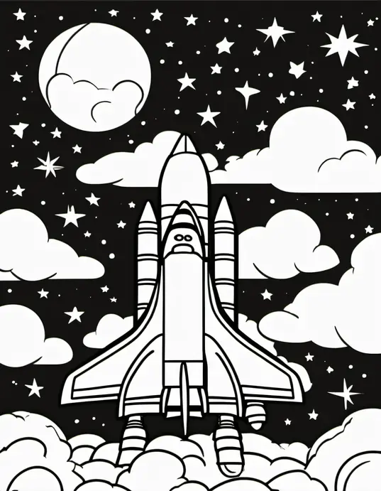 Colour Space Shuttles Blasting Off at Night