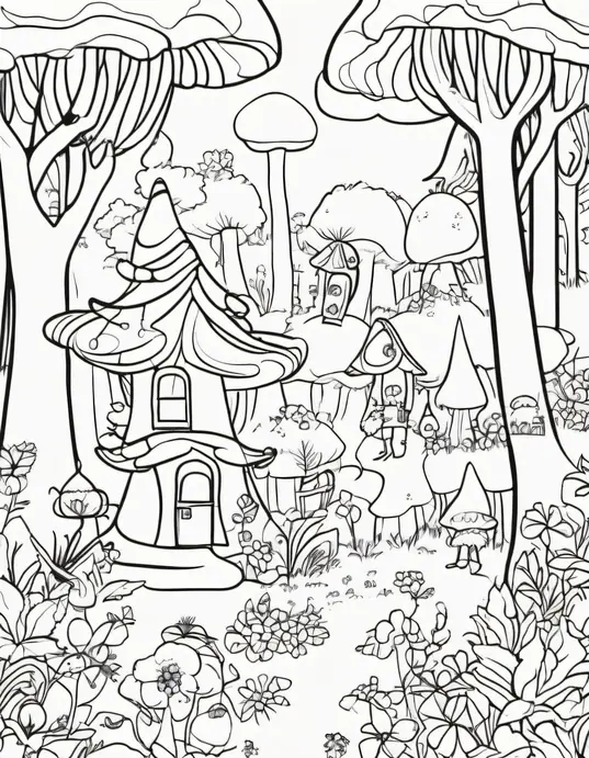Enchanting Forest Fairy Coloring Scene