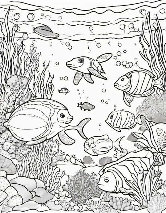 Underwater Rainbow Friends Coloring Page