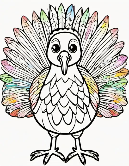 Turkey Feather Rainbow Coloring Page