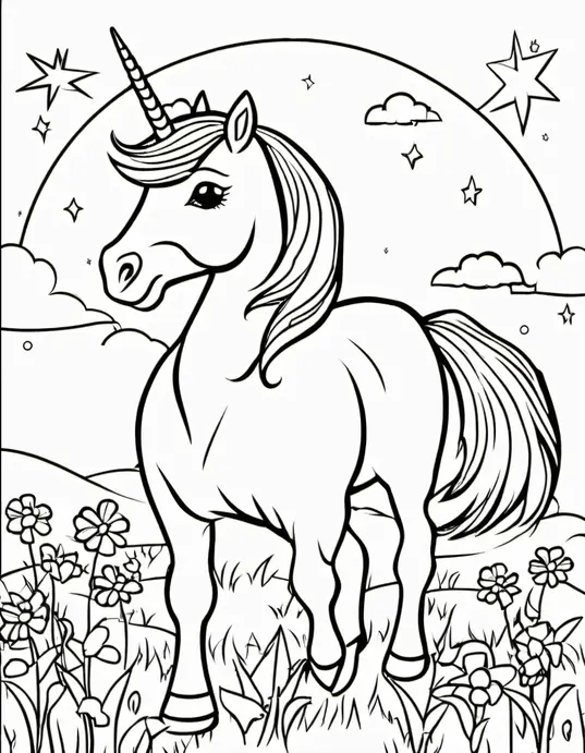 Color and Create: Sparkling Unicorn Meadow