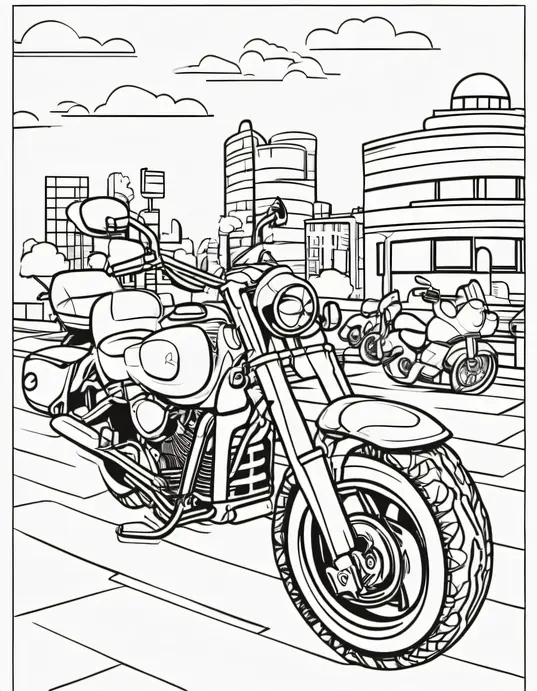 Vroom! Coloring Motorcycles at a Sunny Playground
