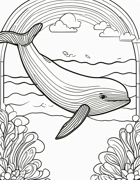 Color Whale Mural Underwater Scene