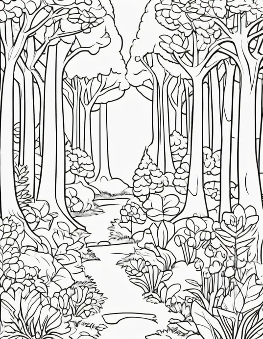 Enchanted Forest Coloring Page for Kids