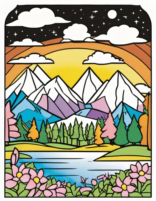 Colorful Sunset Mountain Peaks for Kids to Explore