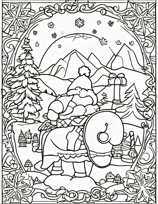 Santa's Winter Wonderland Coloring Page
