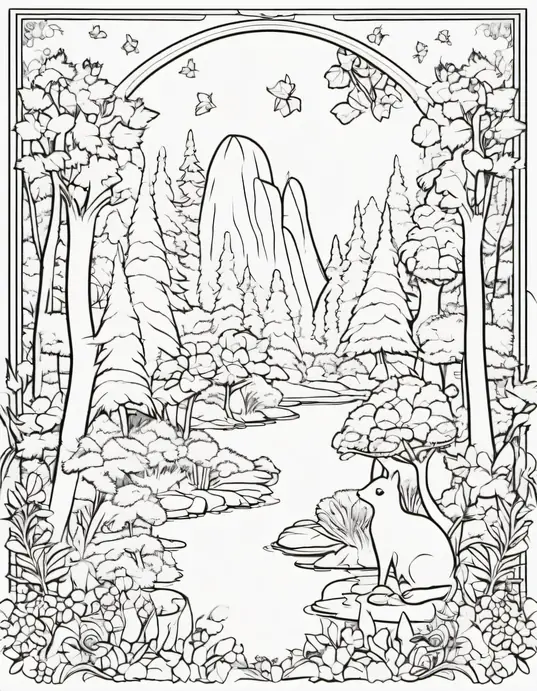 Enchanting Forest Fairy Coloring Scene
