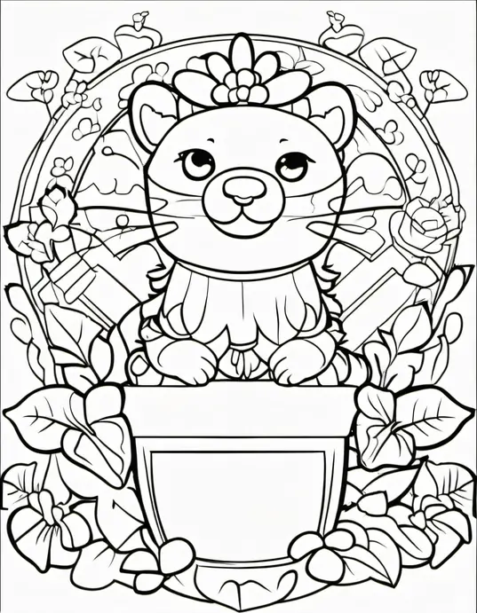 Springtime Bunny Forest Coloring Scene