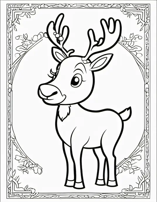 Christmas Reindeer Coloring Page