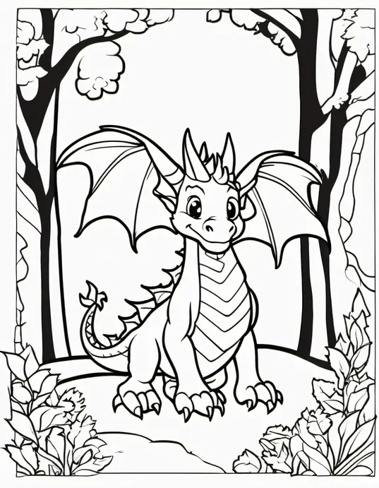 Colorful Dragon Forest Scene for Kids