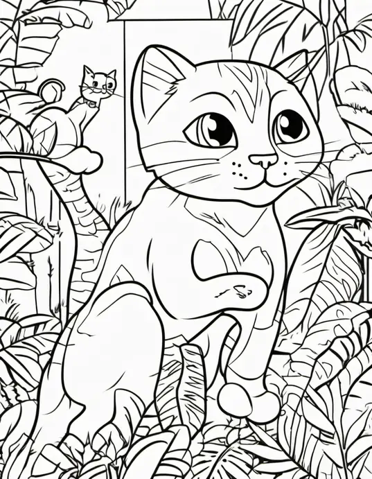 Colorful Cats Playtime Jungle Scene