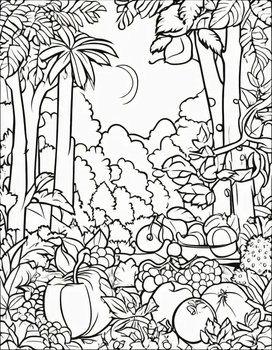 Colour Fruity Forest Jungle Scene for Kids