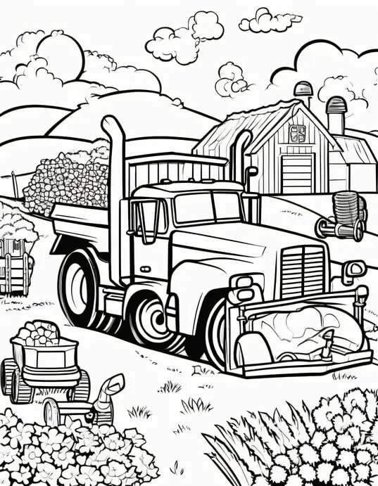 Color and Learn: Farm Truck Playtime Scene