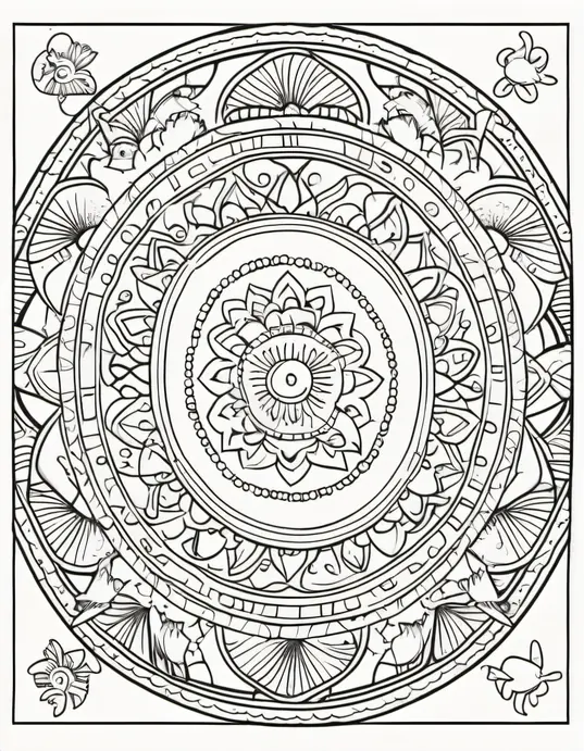 Colorful Ocean Mandala for Kids to Sea Creatures