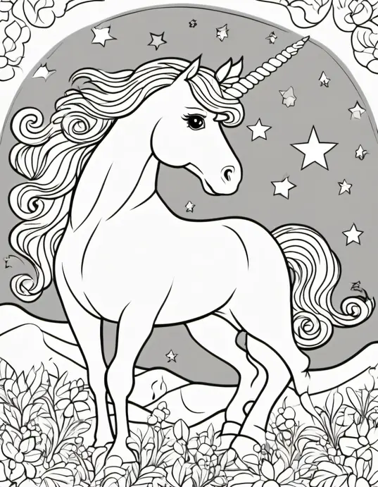Magical Unicorn Coloring Page