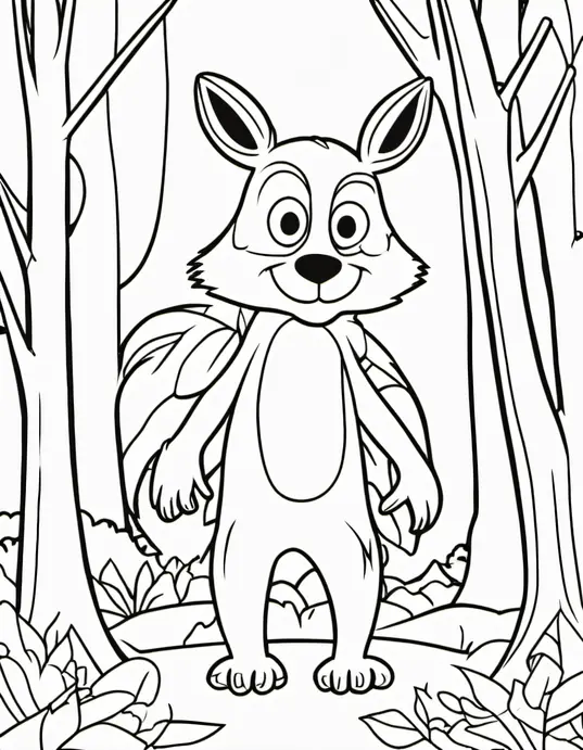 Spooky Forest Creature Coloring Page
