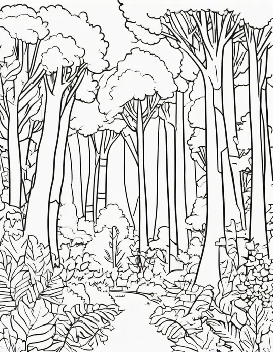 Enchanted Forest Coloring Page for Kids