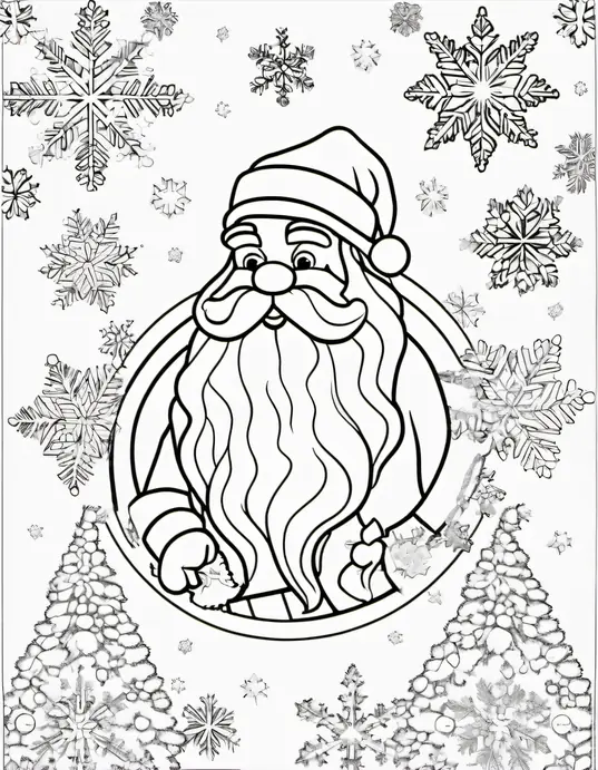 Santa's Magical Snowflake Coloring Page