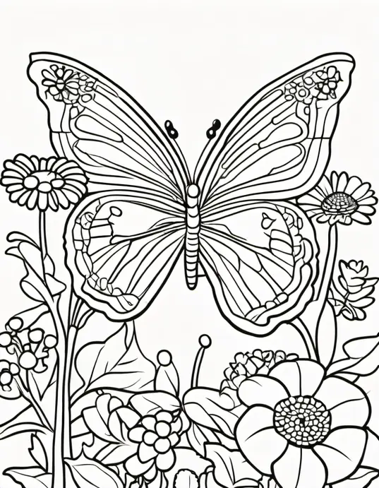 Butterfly Garden Coloring Scene