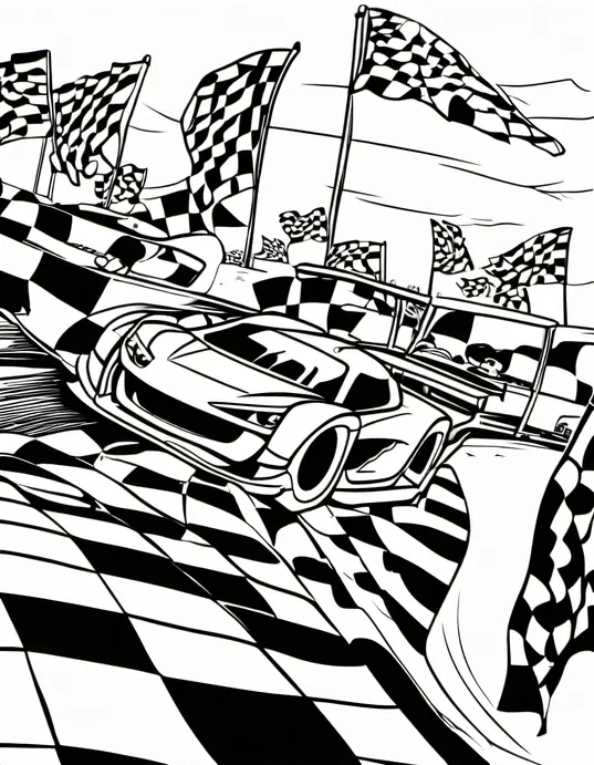 Color and Race: Vibrant Checkered Flag Finish Line