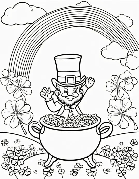 Leprechaun Rainbow Coloring Adventure
