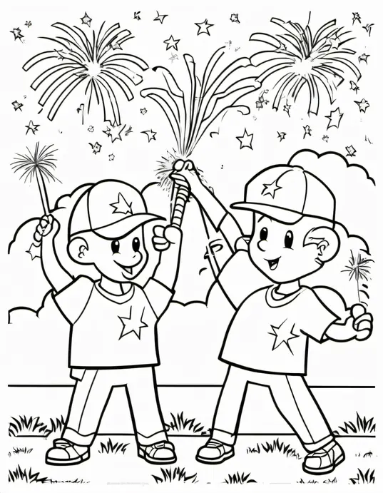Color Baseball Players Blasting Cheerful Fireworks