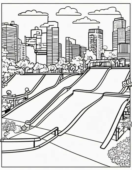Colorful Skate Park Adventure Scene for Kids