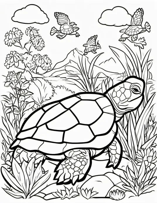 Colorful Turtle Garden Safari Adventure