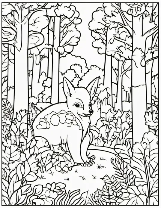 Exploring Forest Animals Coloring Page