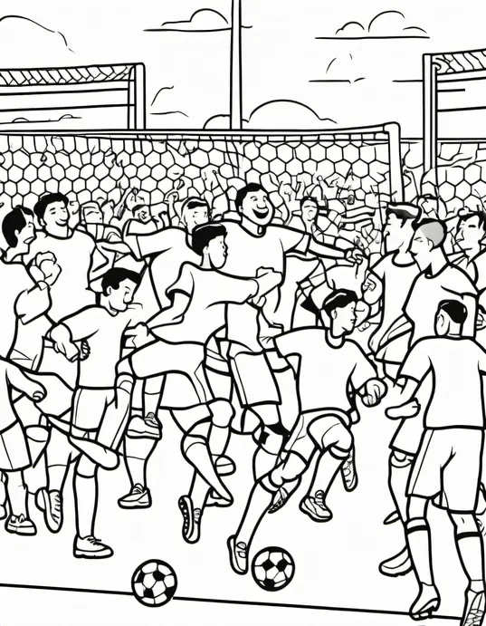 Exciting Soccer Players Coloring Page