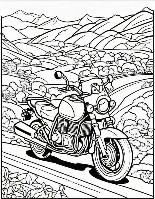 Vibrant Motorcycle Ride Coloring Adventure