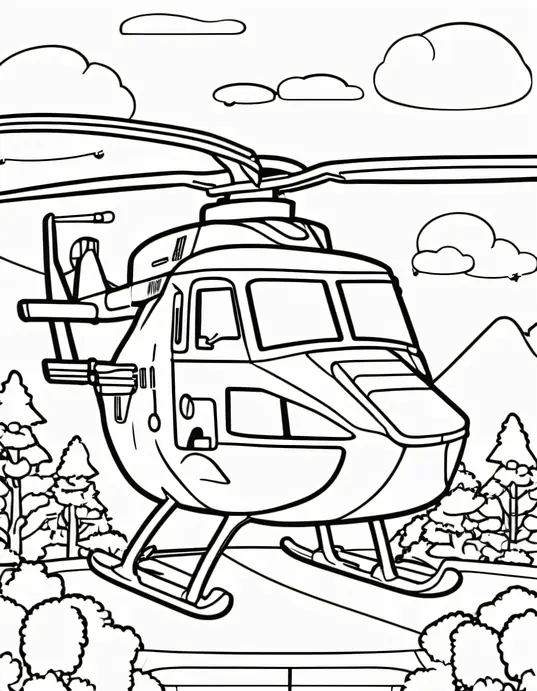 Color and Explore: Jolly Helicopter Playground Scene