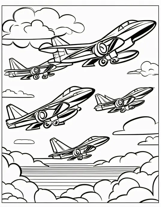 Color and Explore: Jet Planes Taking Off at Sunset