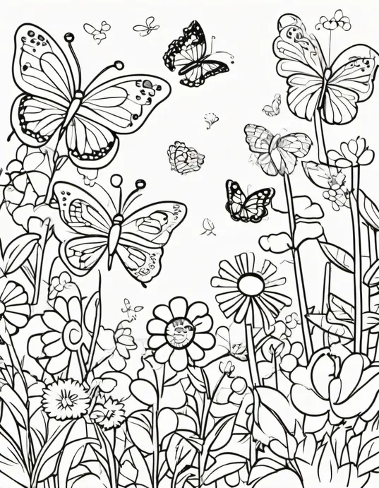 Butterfly Garden Coloring Patterns