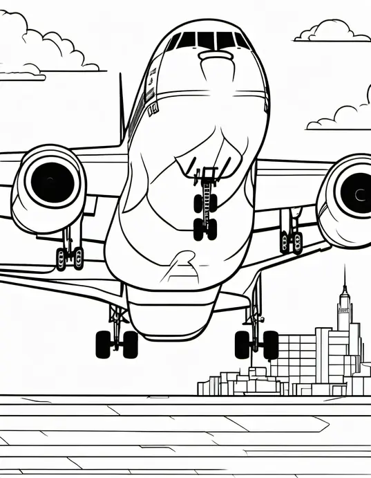 Color and Fly: Jumbo Jet Takeoff Scene