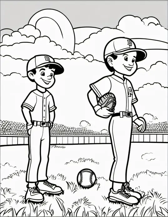 Color Baseball Players on Sunny Field Day