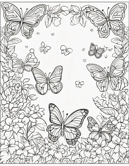 Butterfly Forest Coloring Page for Kids